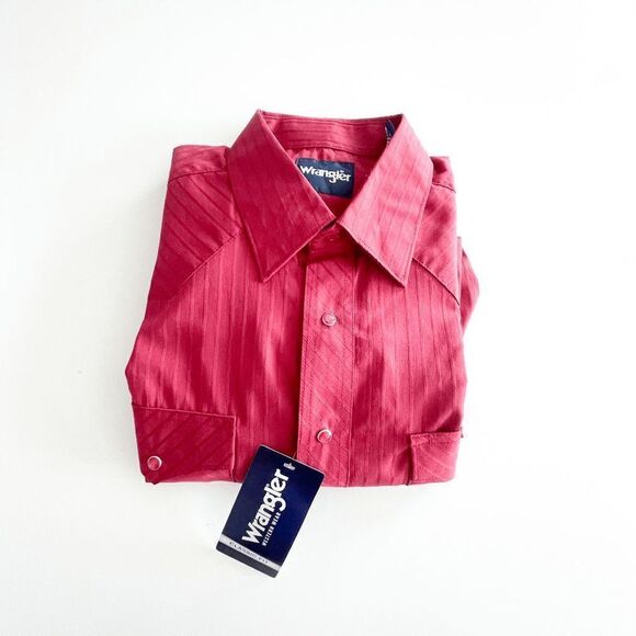Wrangler Mens Long Sleeve Western Pearl Snap Up Front Red Tall Large NWT - Picture 3 of 9